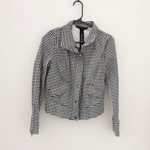 White House Black Market Gingham Moto Jacket